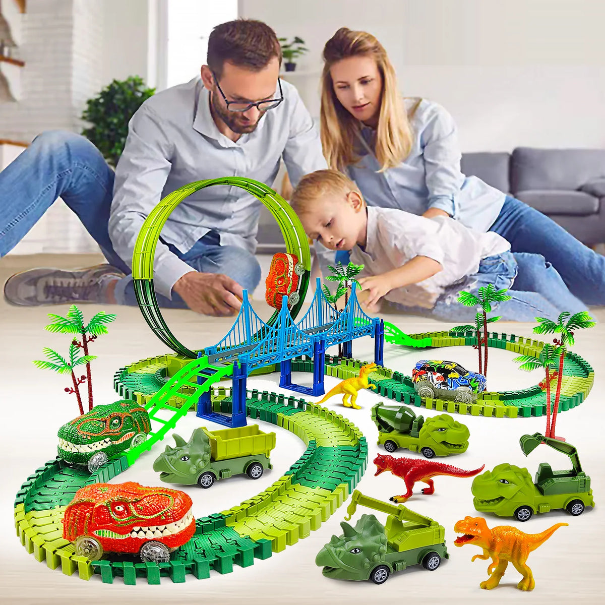 Children Electric Magic Climbing Dinosaur Track Toy Engineering Car Kids Track