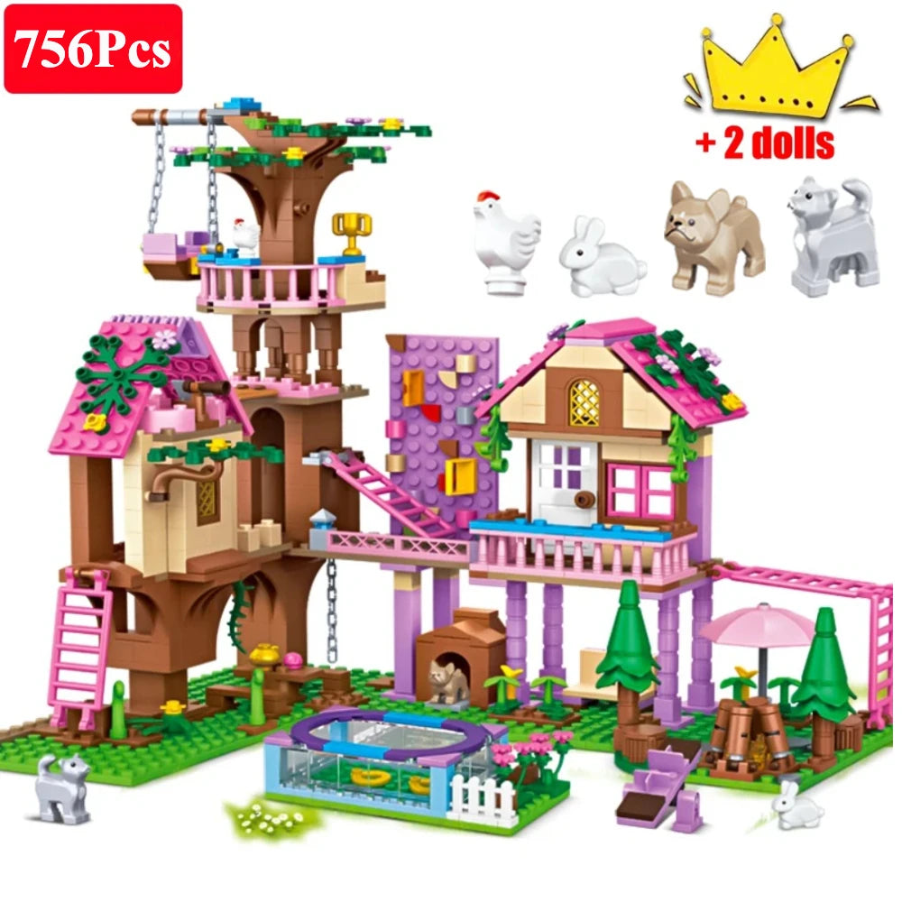 Friends City Tree House Summer Holiday Villa Castle Building Blocks