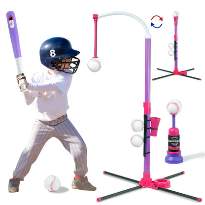 3-in-1 Kids Baseball Toy Set with Hanging Ball Stand