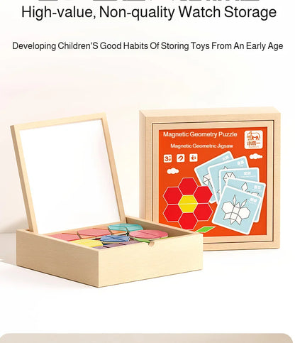 128pcs Magnetic Puzzle Tangram Geometric Building Blocks Baby Kindergarten Educational