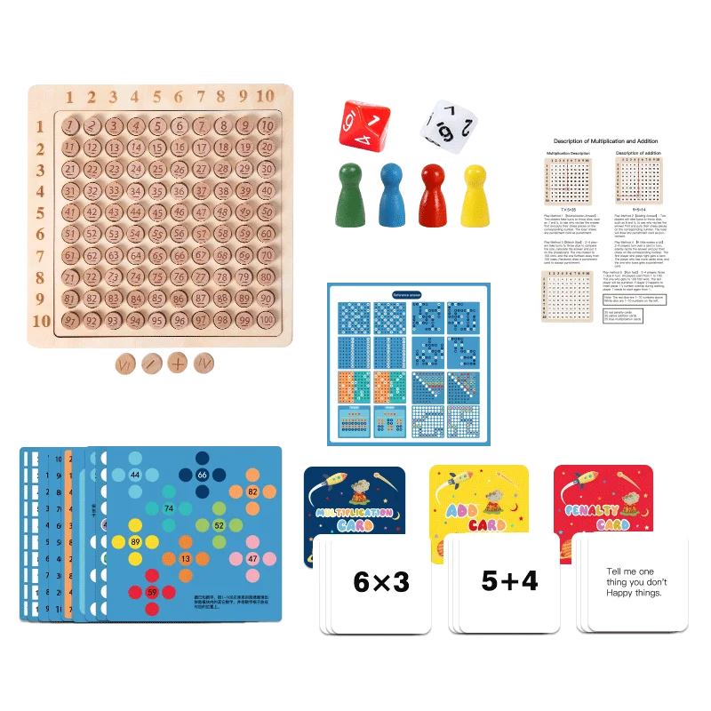 99 Multiplication Table Math Toy Montessori Educational Wooden Board