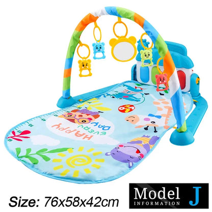 Baby Fitness Stand Music Play Gym Activity Toys Newborn Piano Crawling Blanket Pedal