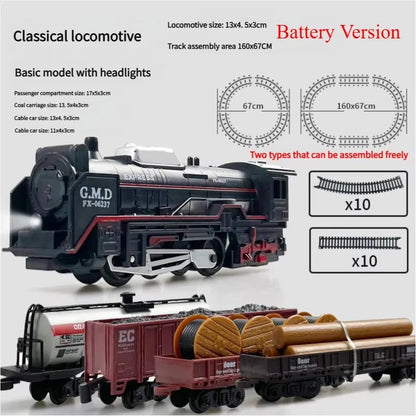 Classical Railway Freight Train Toy Electric Christmas Train Track Set with Light