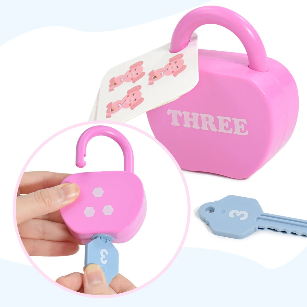 20PCS Kids Alphabet Lock Key Toy Set Car Locks Montessori Educational Number Matching