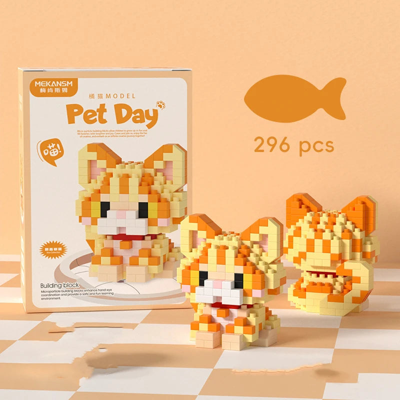 18 New Pet Cat And Dog Animal Dolls Children's Educational Building Block Toys