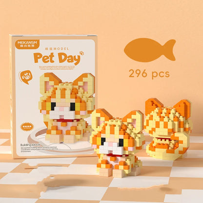 18 New Pet Cat And Dog Animal Dolls Children's Educational Building Block Toys