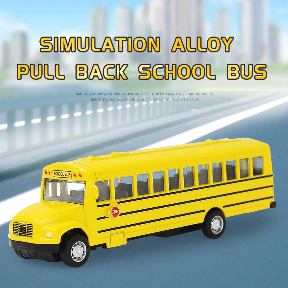 Simulation Alloy Pull Back School Bus Children's Inertia Toys Car