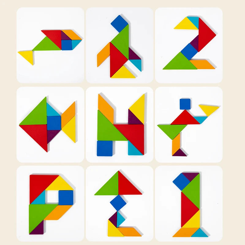 Wooden Building Block Puzzle Educational Toys Tangram