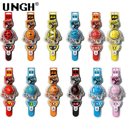 UNGH Rotating Gyro Watch Battle Cars Spinning Top Toy Pull Back