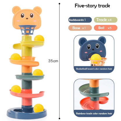 2-7 Layes Track Rolling Ball Pile Tower Early Educational Toy