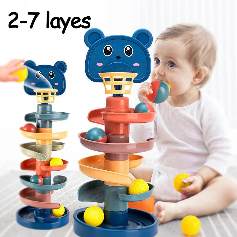 2-7 Layes Track Rolling Ball Pile Tower Early Educational Toy