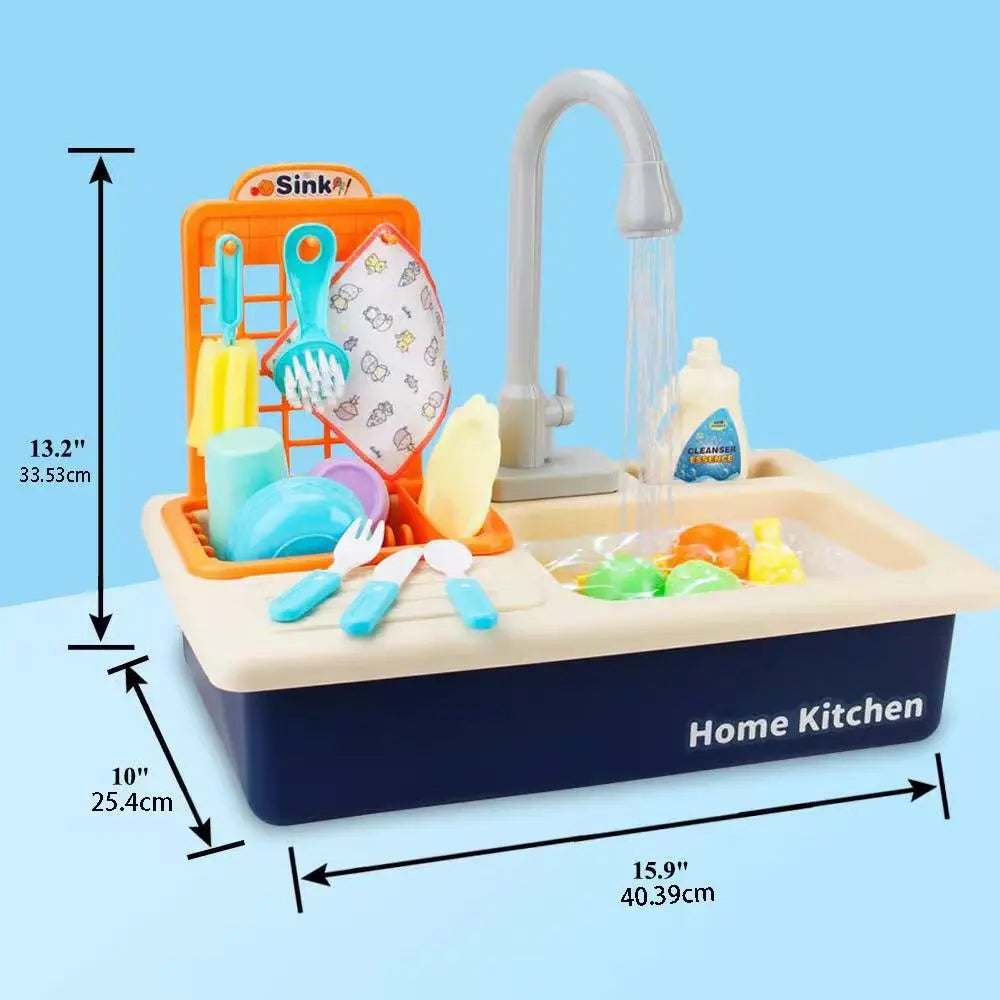 Kids Electric Kitchen Sink Toys with Running Water