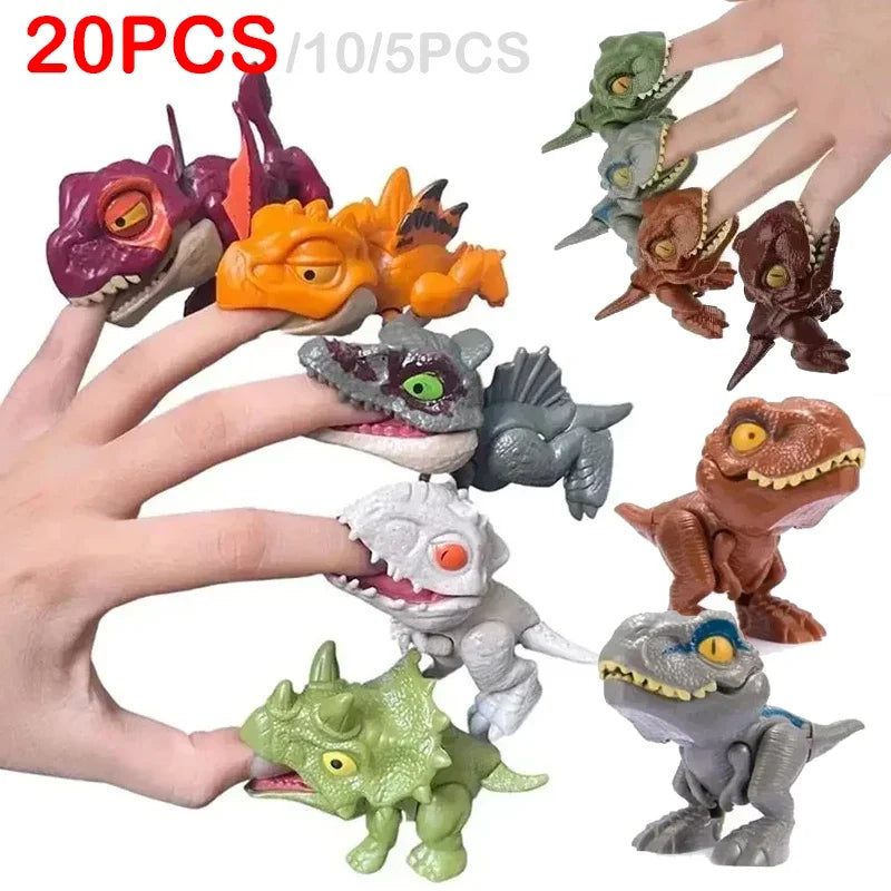20-5PCs Funny Finger Biting Dinosaur Tyrannosaurus Model Toys for Kids