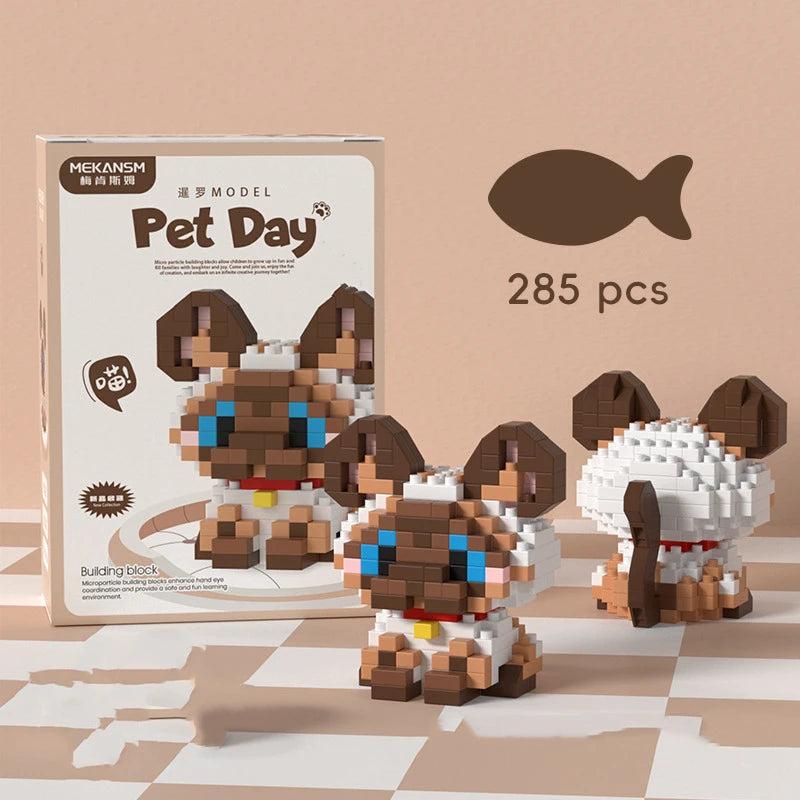 18 New Pet Cat And Dog Animal Dolls Children's Educational Building Block Toys