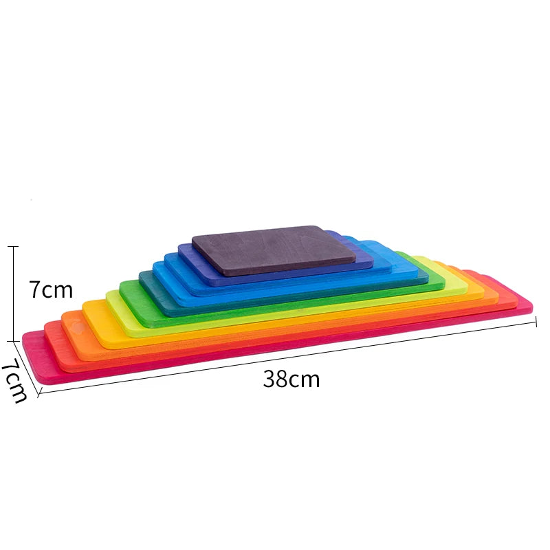 Wooden Rainbow Block Colorful Stacking Building Block