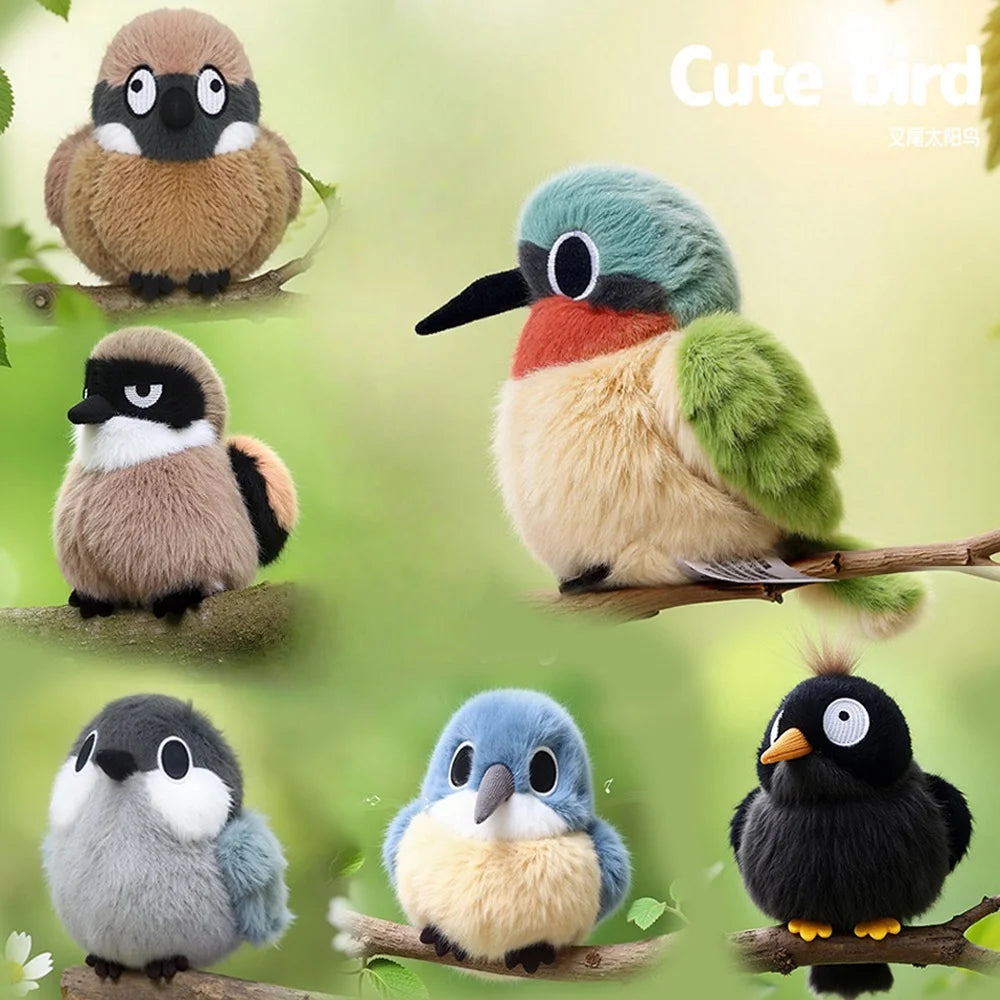 11cm Mini Lifelike Kingfisher,Sparrow,Fork-tailed Sunbird,Myna Plush Toys