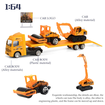 Mini Trailer Truck Toy, Alloy Plastic Construction Vehicle Truck