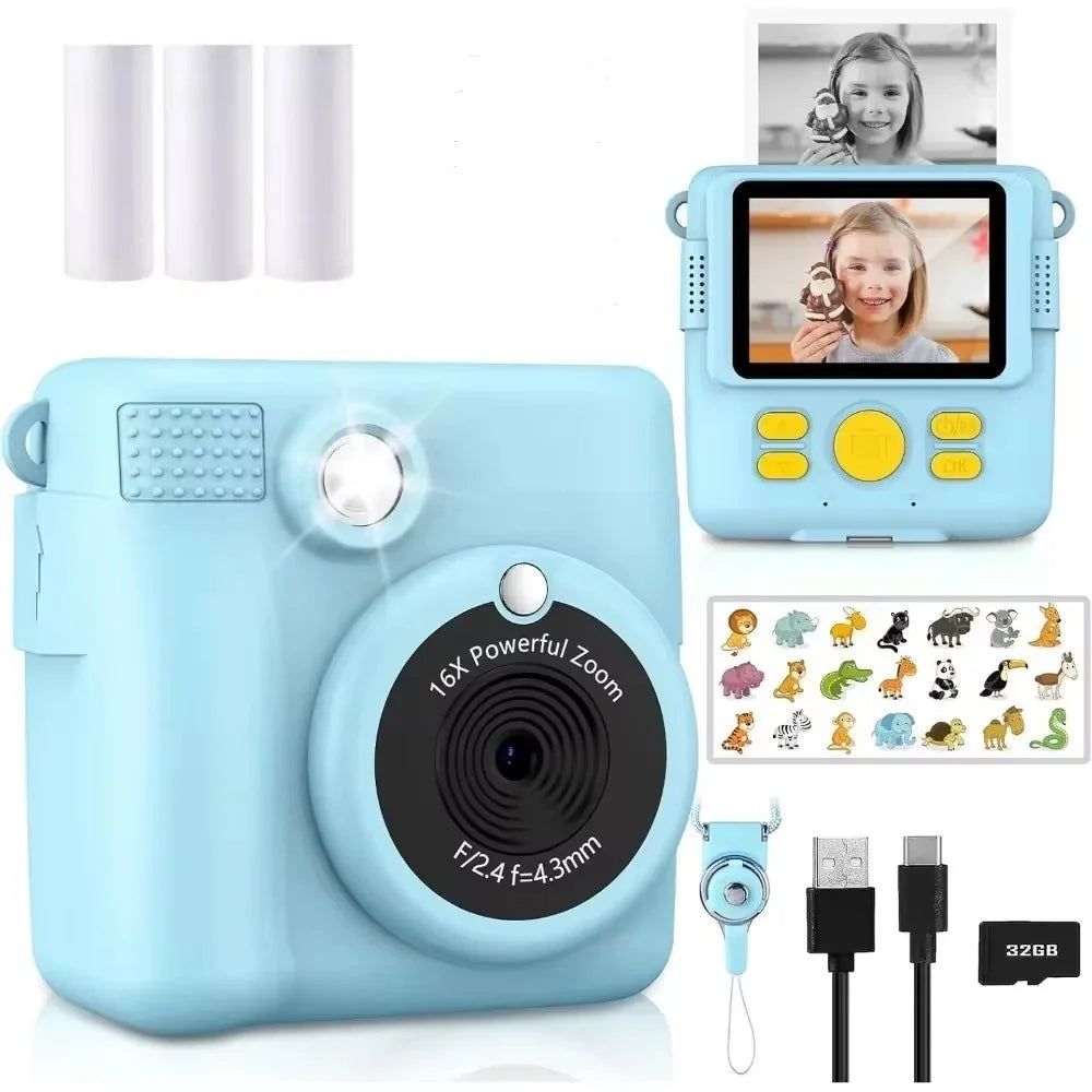 1080P HD Video Camera Portable Instant Print Camera for Kids