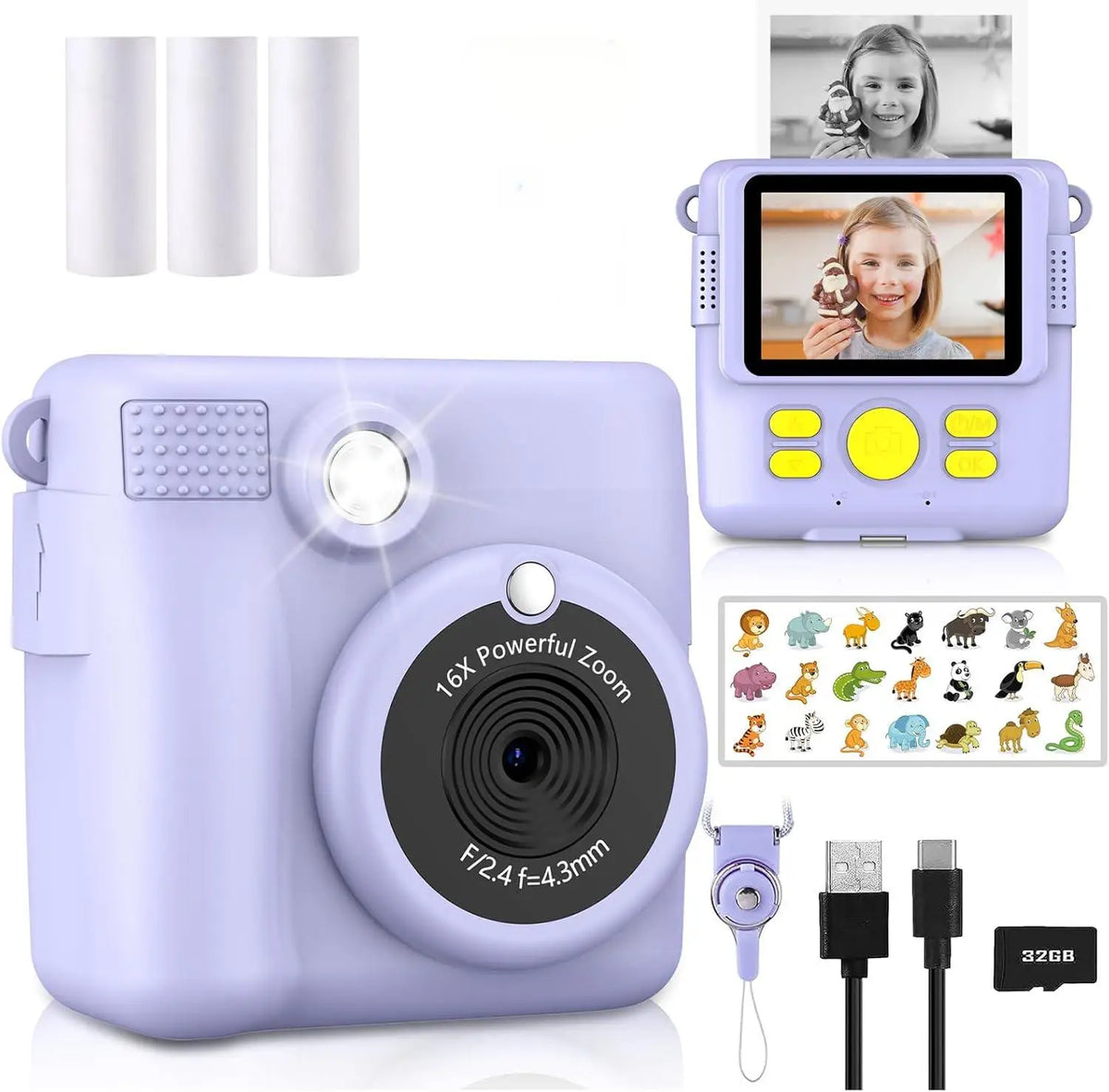 1080P HD Video Camera Portable Instant Print Camera for Kids
