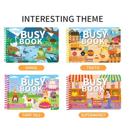 Children Quiet Busy Book 4 Themes Cartoon Travel Sticker Books