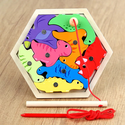 Montessori Wooden Magnetic Fishing Toys Marine Life Cognition Games Early Educational Toy