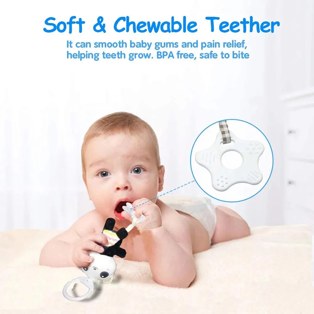 Baby Rattles with Teethers Soft Plush Stroller Car Seat Crib Baby Hanging Toys