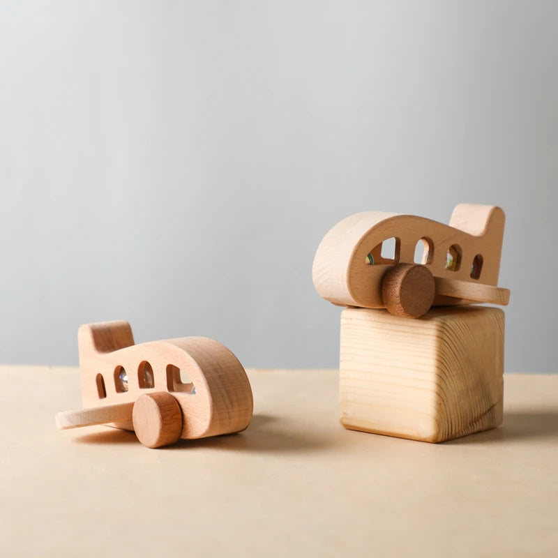 Montessori Baby Wooden Plane Toys Glass Beads Plane Children Toy