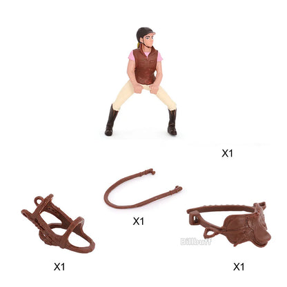 DIY Horse Race Model Horseman Farm Animal Figurines