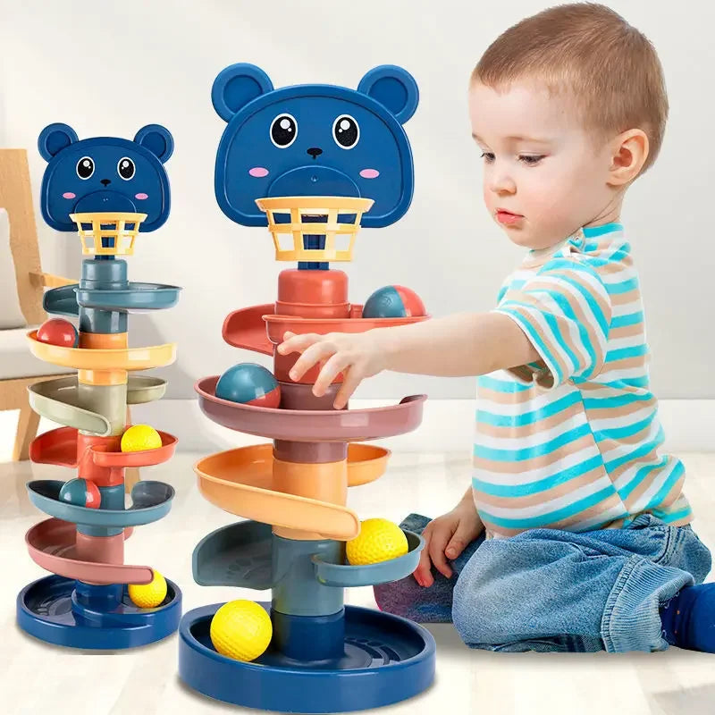 2-7 Layes Track Rolling Ball Pile Tower Early Educational Toy