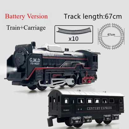 Classical Railway Freight Train Toy Electric Christmas Train Track Set with Light
