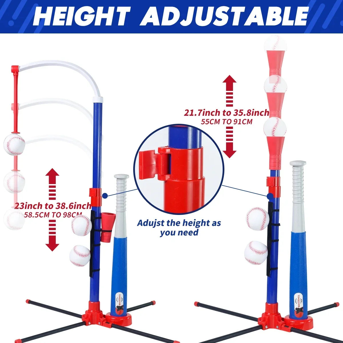 3-in-1 Kids Baseball Toy Set with Hanging Ball Stand