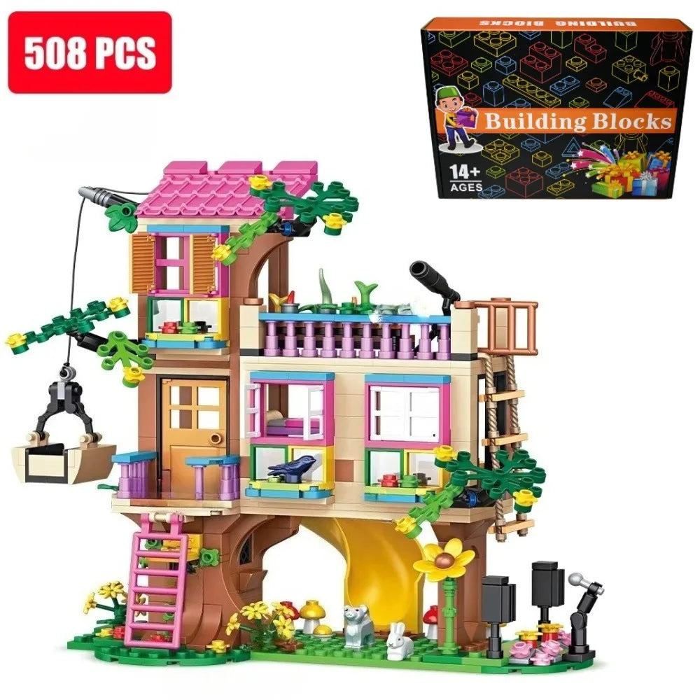 Friends City Tree House Summer Holiday Villa Castle Building Blocks