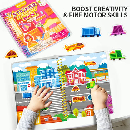 Children Reusable Jelly Sticker Book Creative Multi-Theme Cartoon Stickers