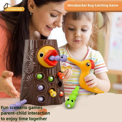Woodpecker Feeding Game Toy, Magnetic Caterpillar Catching Toy, Early Education Educational Toy