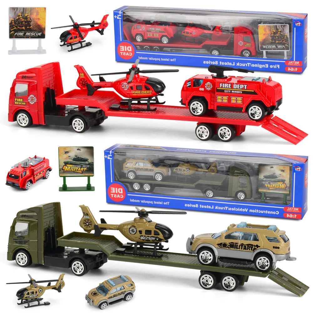 Mini Trailer Truck Toy, Alloy Plastic Construction Vehicle Truck