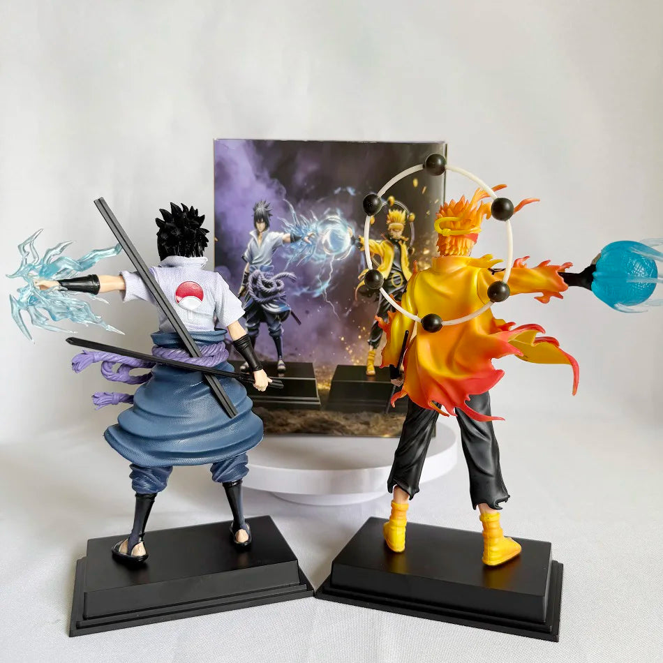 22cm Naruto Shippuden Anime Figure AK Uzumaki Naruto Uchiha Sasuke Action Model Pvc Statue