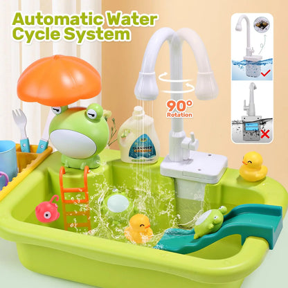 Kids Electric Kitchen Sink Toys with Running Water