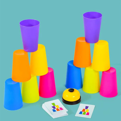 Montessori Toys Stack Cup Game With Card Educational Intellectual Enlightenment