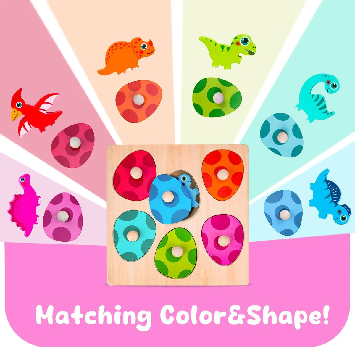 Wooden Dinosaur Jigsaw Puzzle Toys Montessori Peg Puzzle Game