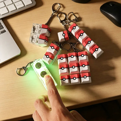 Pokeball Light Up Keyboard Key Keychain Stress Relief