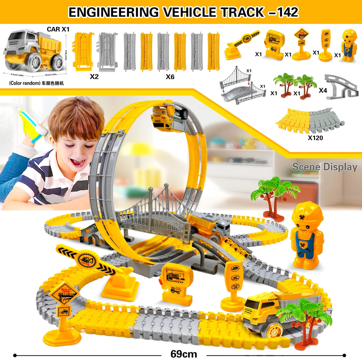 Children Magic Climbing Track Toy Engineering Car Kids Educational Toys