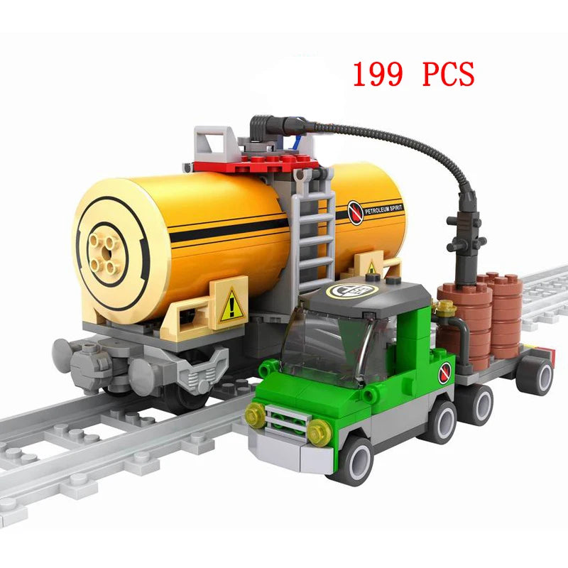 City Train Set Steam Bullet Vehicle Cargo Railway Station
