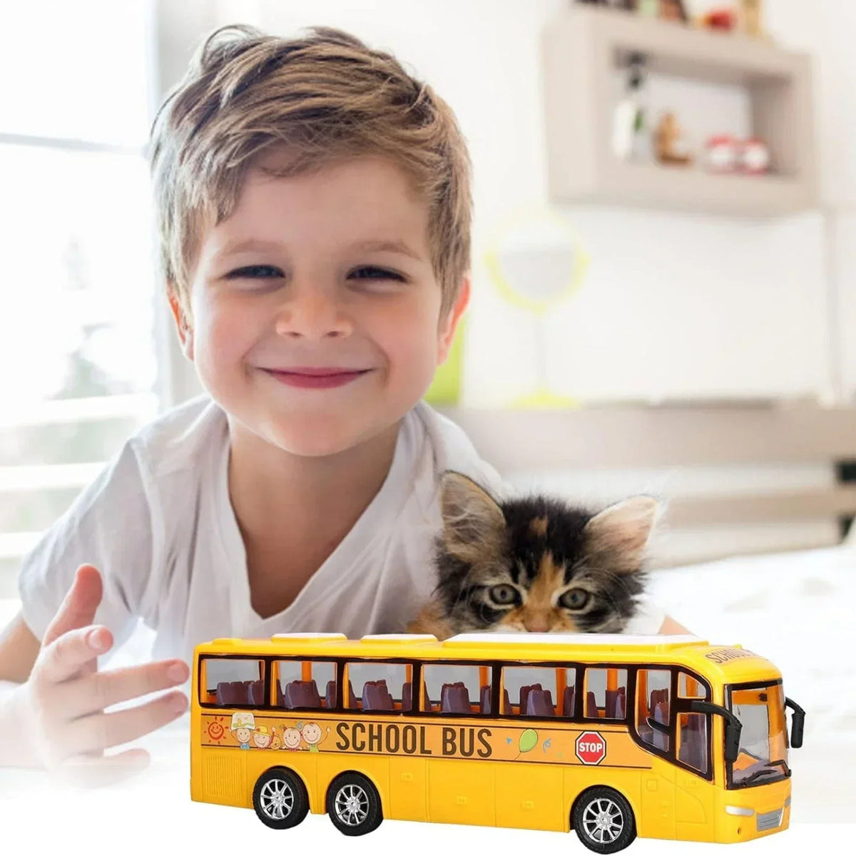 12.5" Large Size Yellow School Bus Toy for Toddlers, 1/16 Scale Die