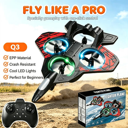 Q3 RC Fighter Plane Drone EPP Anti-Collision Foam Remote Control Aircraft With LED Lights