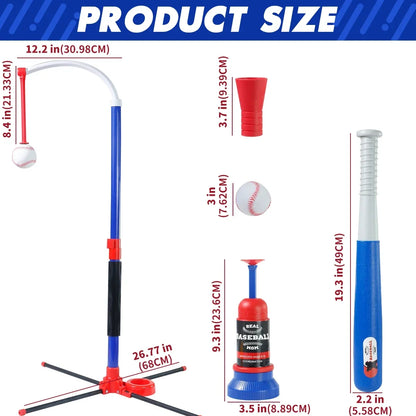3-in-1 Kids Baseball Toy Set with Hanging Ball Stand