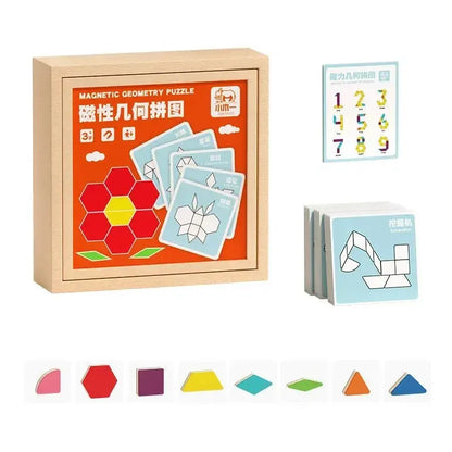 128pcs Magnetic Puzzle Tangram Geometric Building Blocks Baby Kindergarten Educational