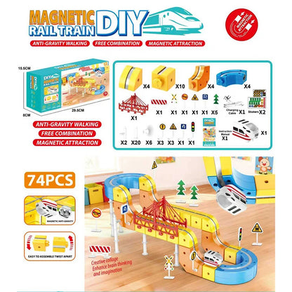 Magnetic Train Set DIY 3D Cube Track Electric Train Set for Kids