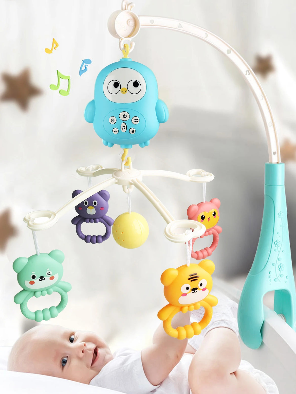 Baby Music Rotating Bed Bell Toy Cute Owl Shape Modern Baby Hanging Rattle