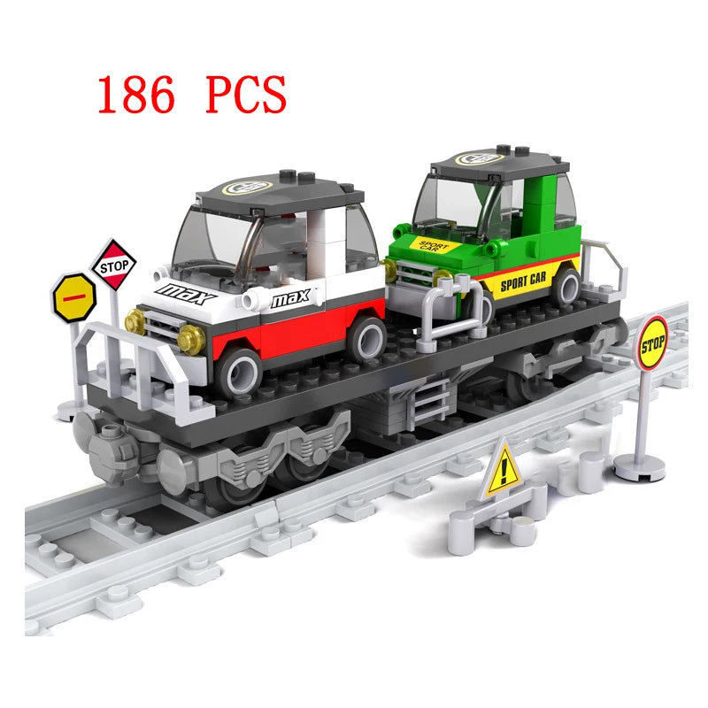 City Train Set Steam Bullet Vehicle Cargo Railway Station