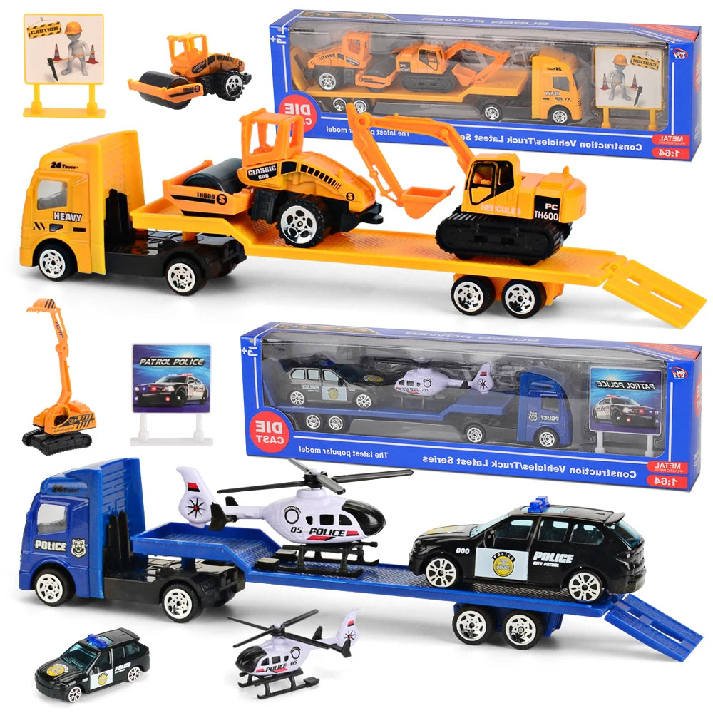 Mini Trailer Truck Toy, Alloy Plastic Construction Vehicle Truck